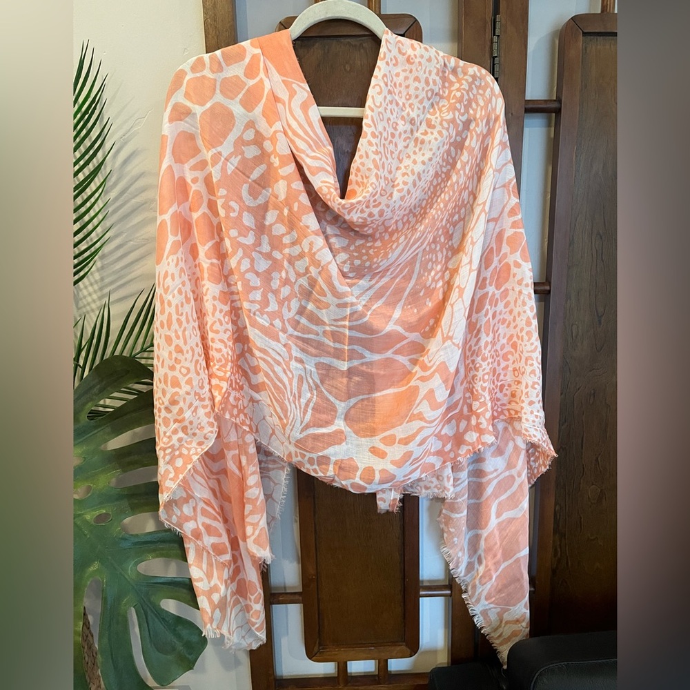 Elegant Peach & White Bohemian Animal Print Wrap